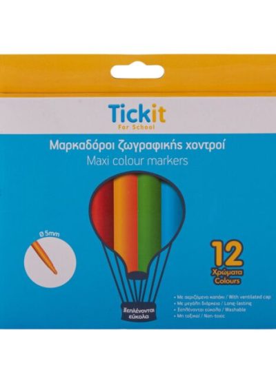 ΜΑΡΚΑΔΟΡΟΙ ΖΩΓΡΑΦΙΚΗΣ ΛΕΠΤΟΙ TICK IT FOR SCHOOL 12 COLORS